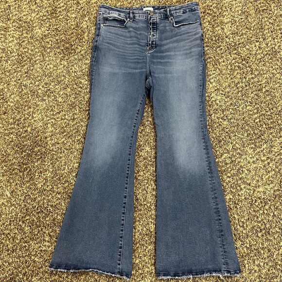 Good American Good Legs Flare Jeans High Waisted Raw Hem size 18 - Picture 2 of 6